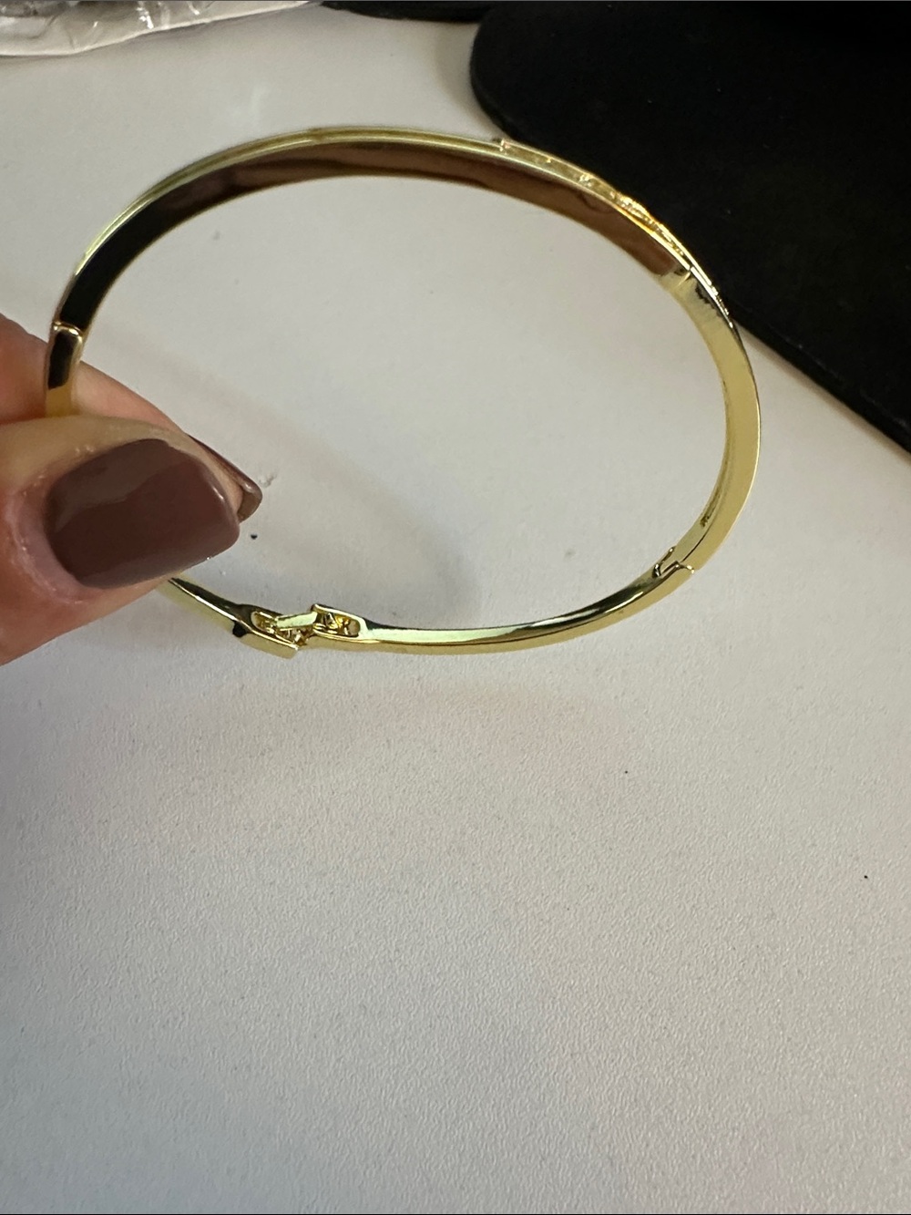 Gold Hinged Bangle Bracelet - Women's Jewelry